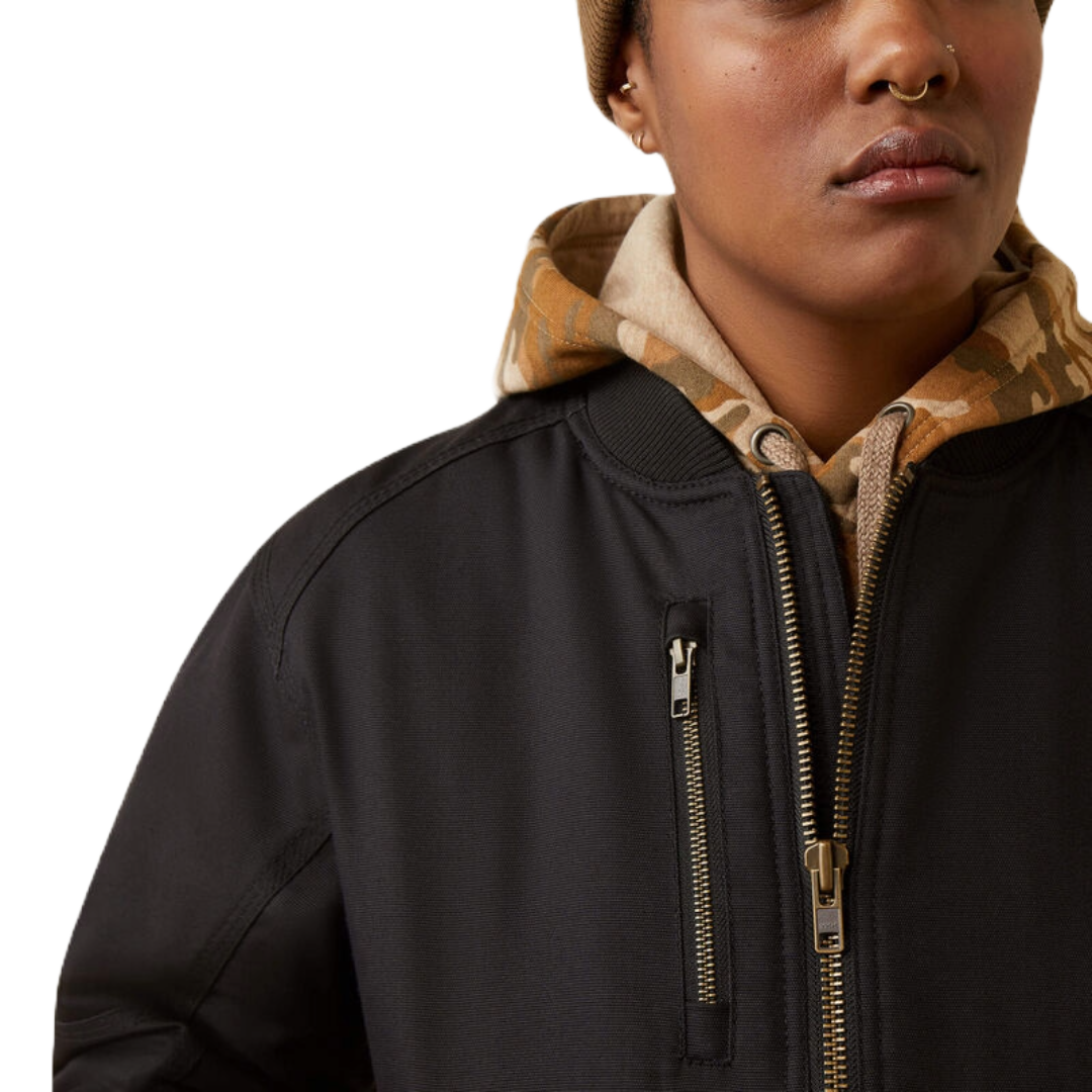 Ariat Rebar Stretch Canvas Bomber Jacket - Black  from GME Supply